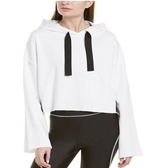 ALALA Women’s Sz Small White Stance Bell Sleeve Crop Hoodie Sweatshirt - Picture 1 of 9